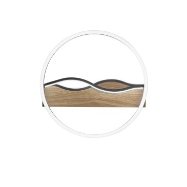 Plafonnier LED rond Hawaii noir/bois 36W 4605lm CCT 40x6,8cm