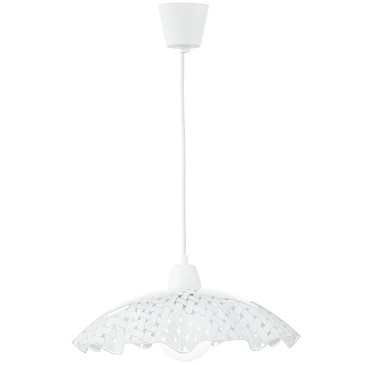 SUSPENSION EN CACHEMIRE BLANC 1XE27 42X42X120CM
