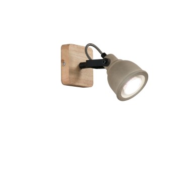 Applique Spot Singolo Grigio e Legno GU10 | Mondialshop