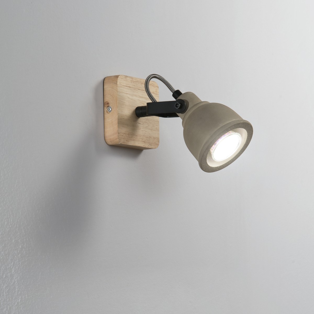 Applique Spot Singolo Grigio e Legno GU10 | Mondialshop