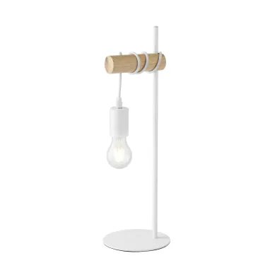 Tischleuchte aus weißem Holz und Metall mit E27-Fassung | Mondialshop