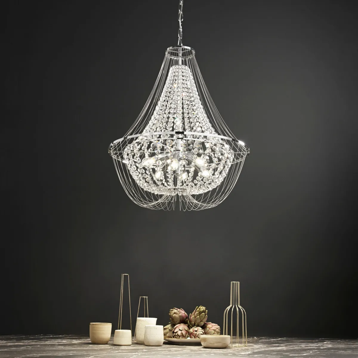 SOSPENSIONE VIENNA CROMO 6XE14 60X120CM