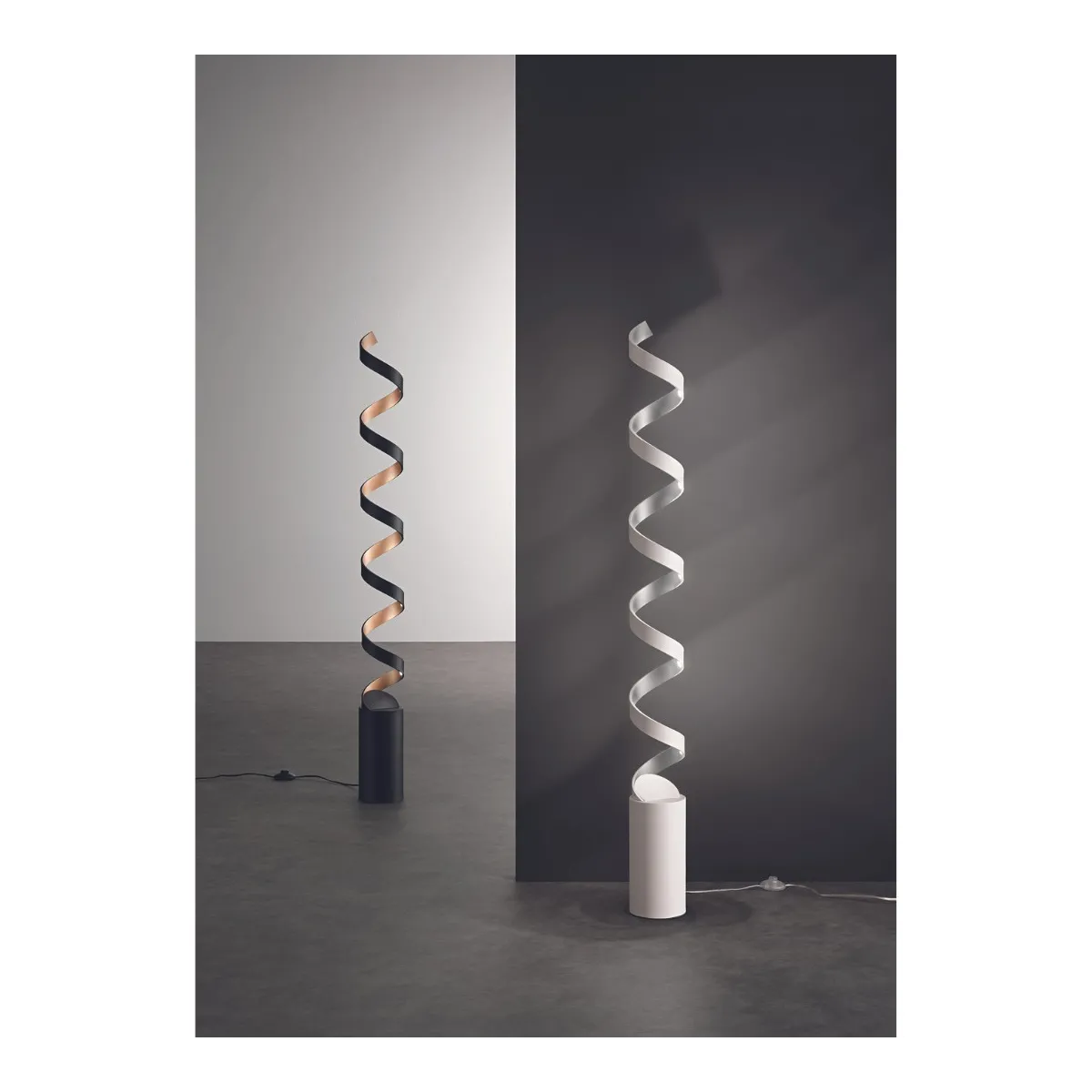 Lampadaire LED spiralé blanc ou noir | Mondialshop