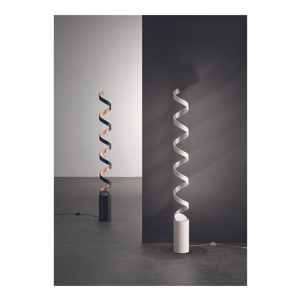 Spiral-LED-Stehleuchte in Weiß oder Schwarz | Mondialshop