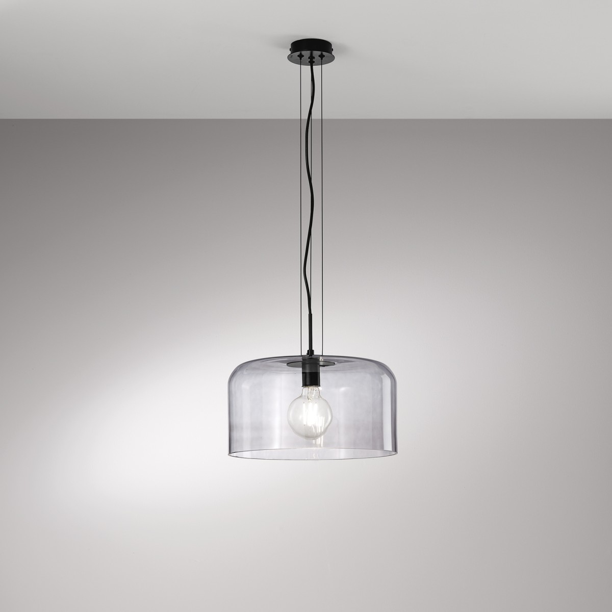 Suspension Gibus fumée 1XE27 35X35X150cm