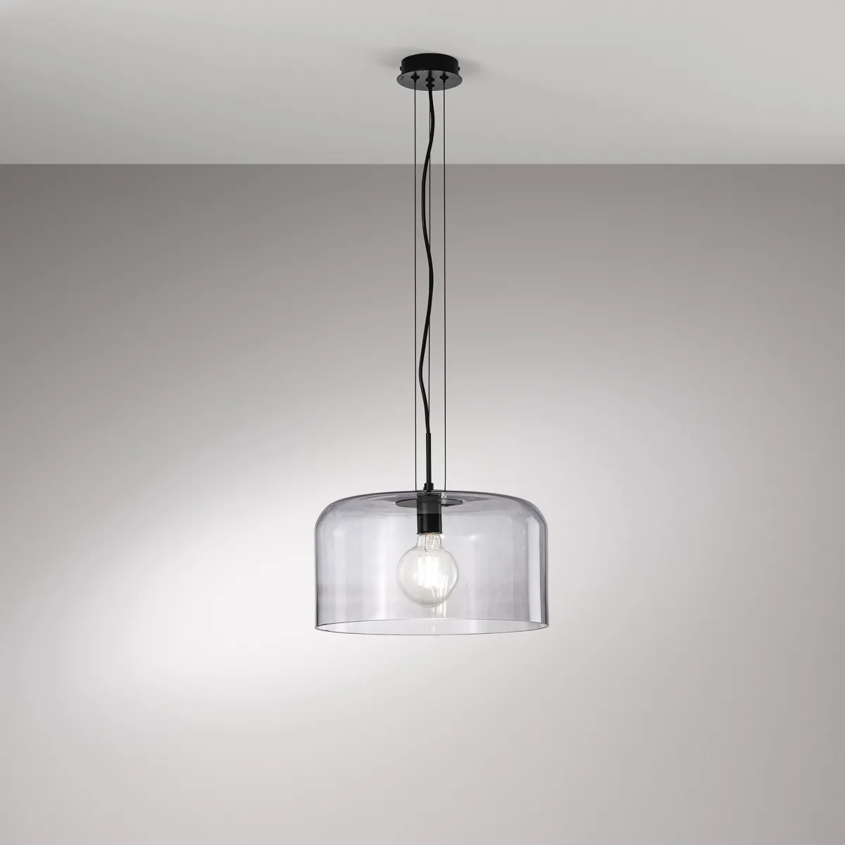 SUSPENSION GIBUS SMOKE 1XE27 35X35X150CM