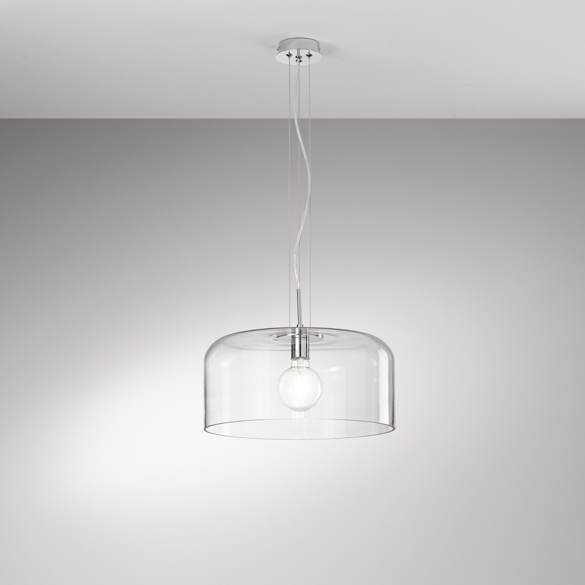GIBUS SUSPENSION TRANSPARENTE 1XE27 40X40X150CM