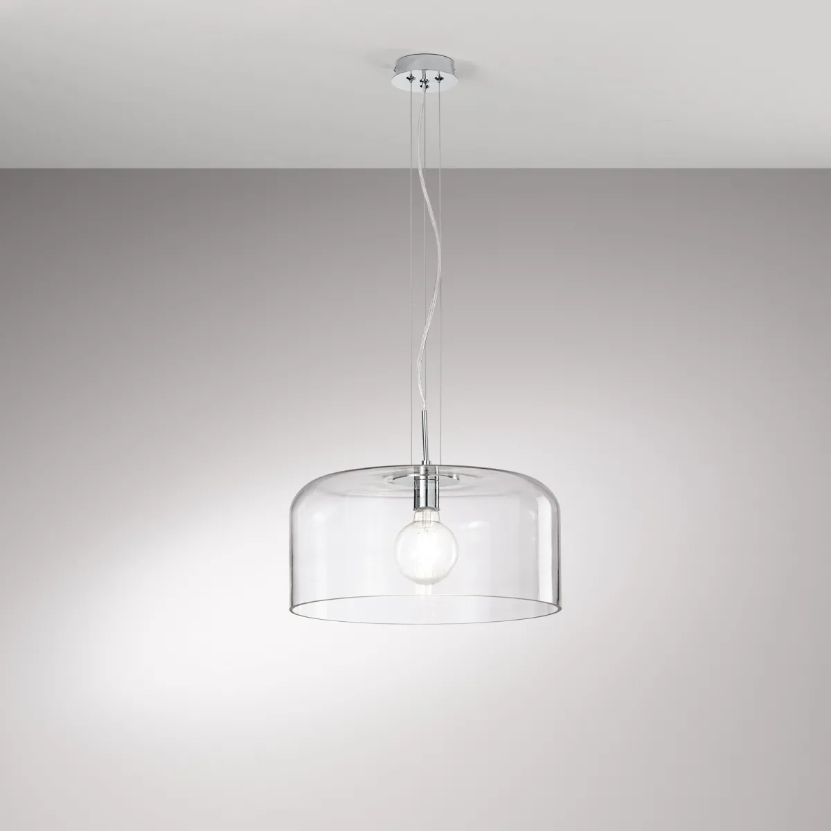 SOSPENSIONE GIBUS TRASPARENTE 1XE27 40X40X150CM