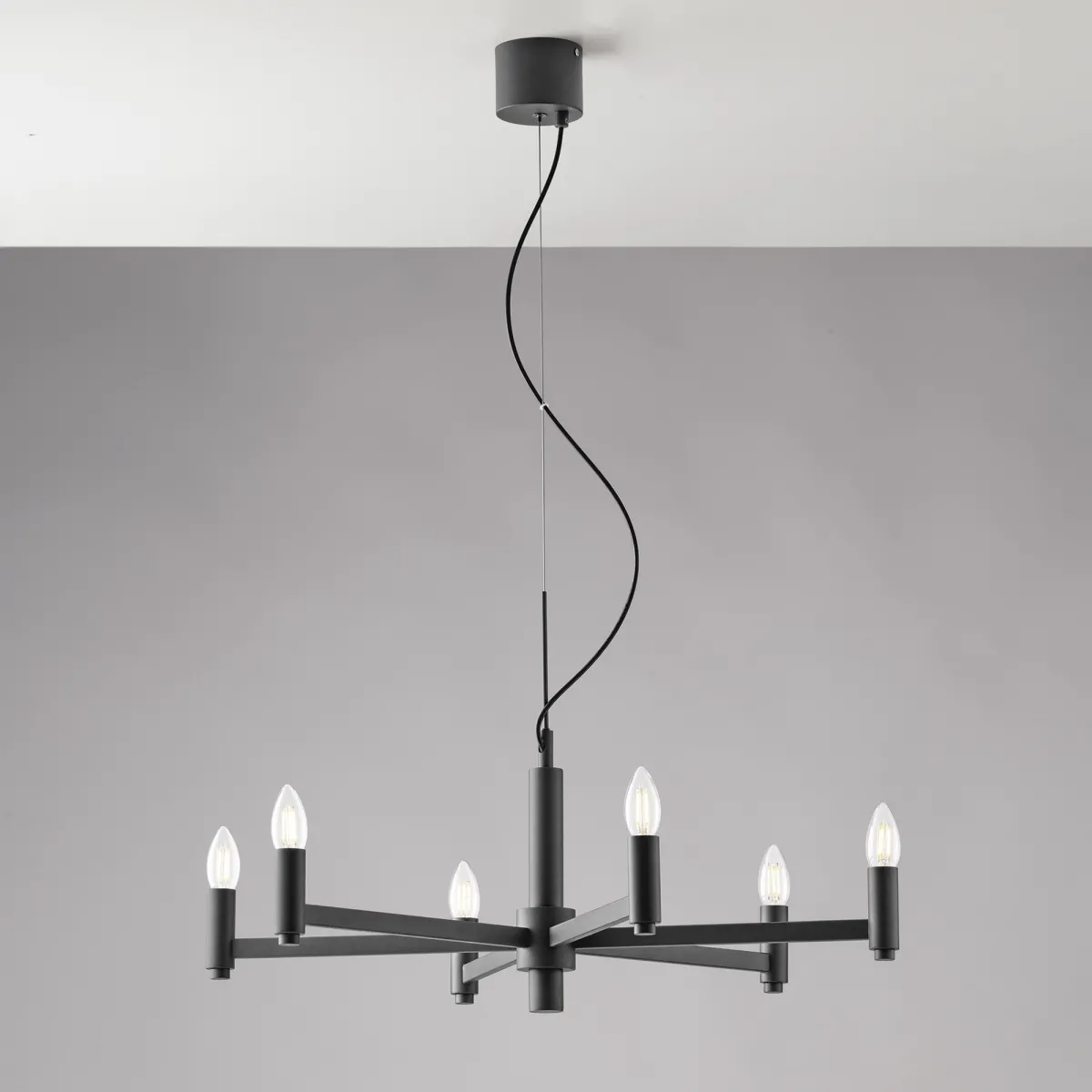 LAMPADARIO KAROL GRIGIO 6XE14 72X120CM