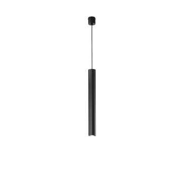 Suspension Lord Black en acier et aluminium, 1 ampoule GU10, 25 W, dimensions : 10 x 10 x 255 cm.