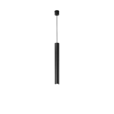 Suspension Lord Black en acier et aluminium, 1 ampoule GU10, 25 W, dimensions : 10 x 10 x 255 cm.
