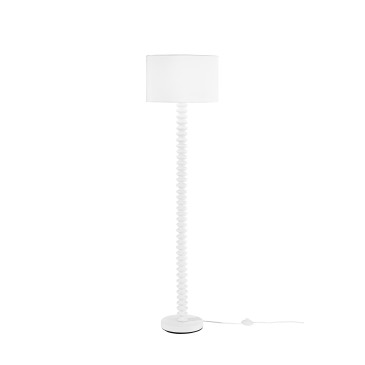 Lampadaire Sultan blanc en métal et velours, 1 ampoule E27 15 W, diamètre 40 x hauteur 20 cm, dimensions de la structure : 40 x 