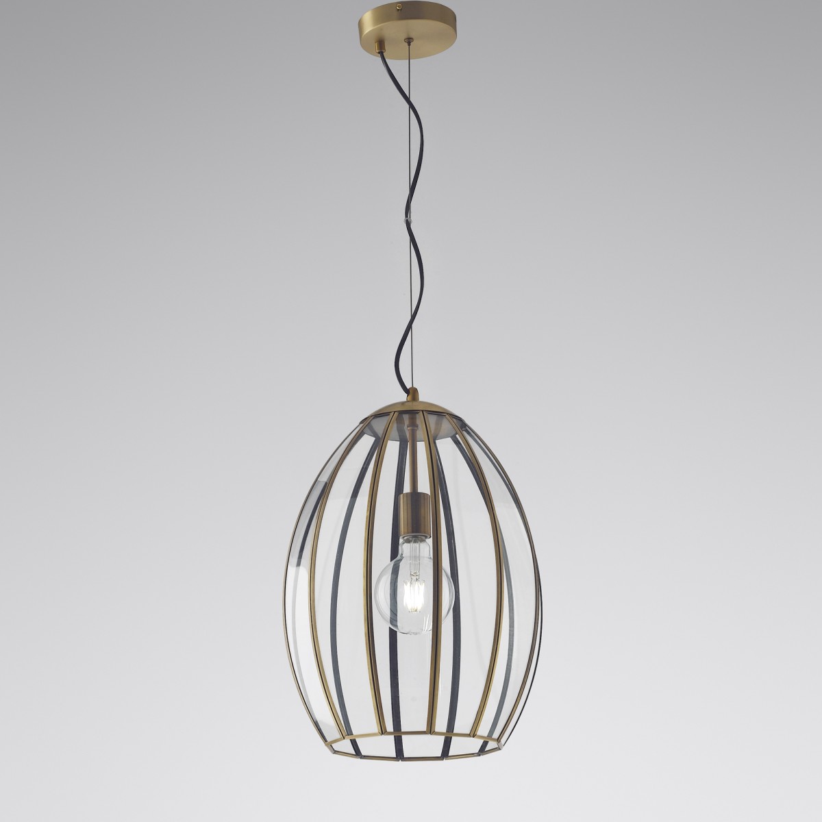 Suspension Chester transparente/laiton 1XE27 30X30X137CM