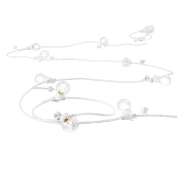 STRINGA ELETTRIFICATA PICNIC BIANCA 10XE14 IP54 CON SPINA SCHUKO 500CM