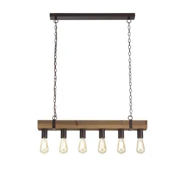 SOSPENSIONE TEXAS LEGNO 6XE27 80X10X135CM