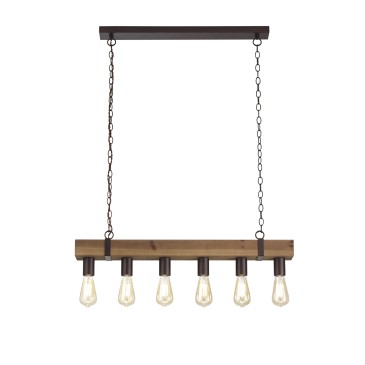 Suspension en bois Texas 6XE27 80X10X135CM