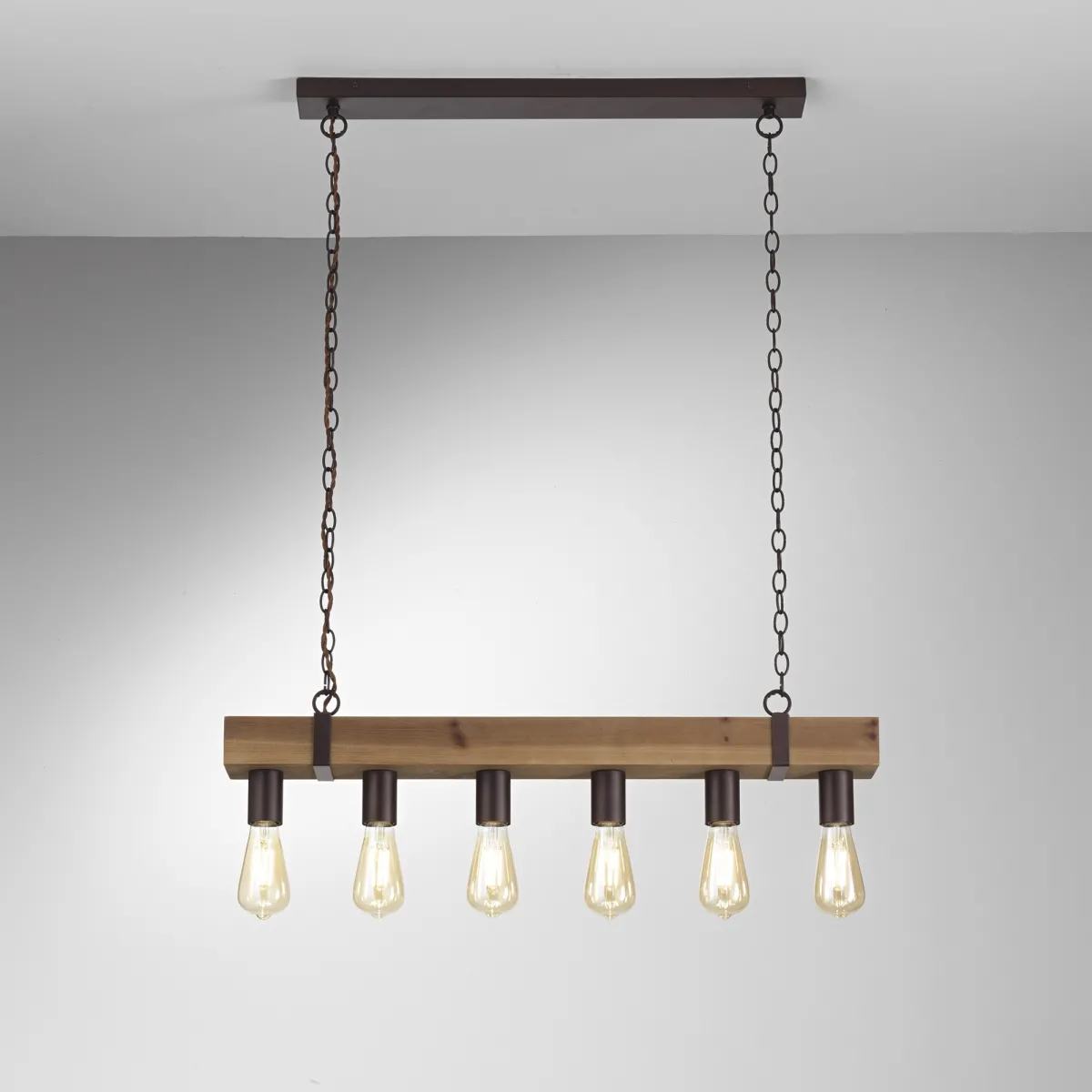 SOSPENSIONE TEXAS LEGNO 6XE27 80X10X135CM