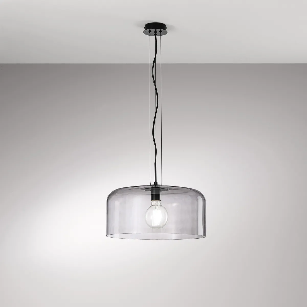 Suspension Gibus fumée 1XE27 40X40X150cm