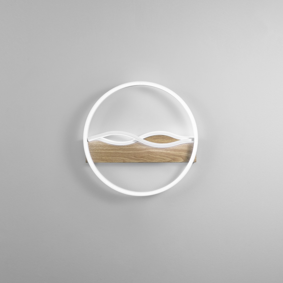 Runde LED-Deckenleuchte im Hawaii-Stil, Weiß/Holz, 36 W,...