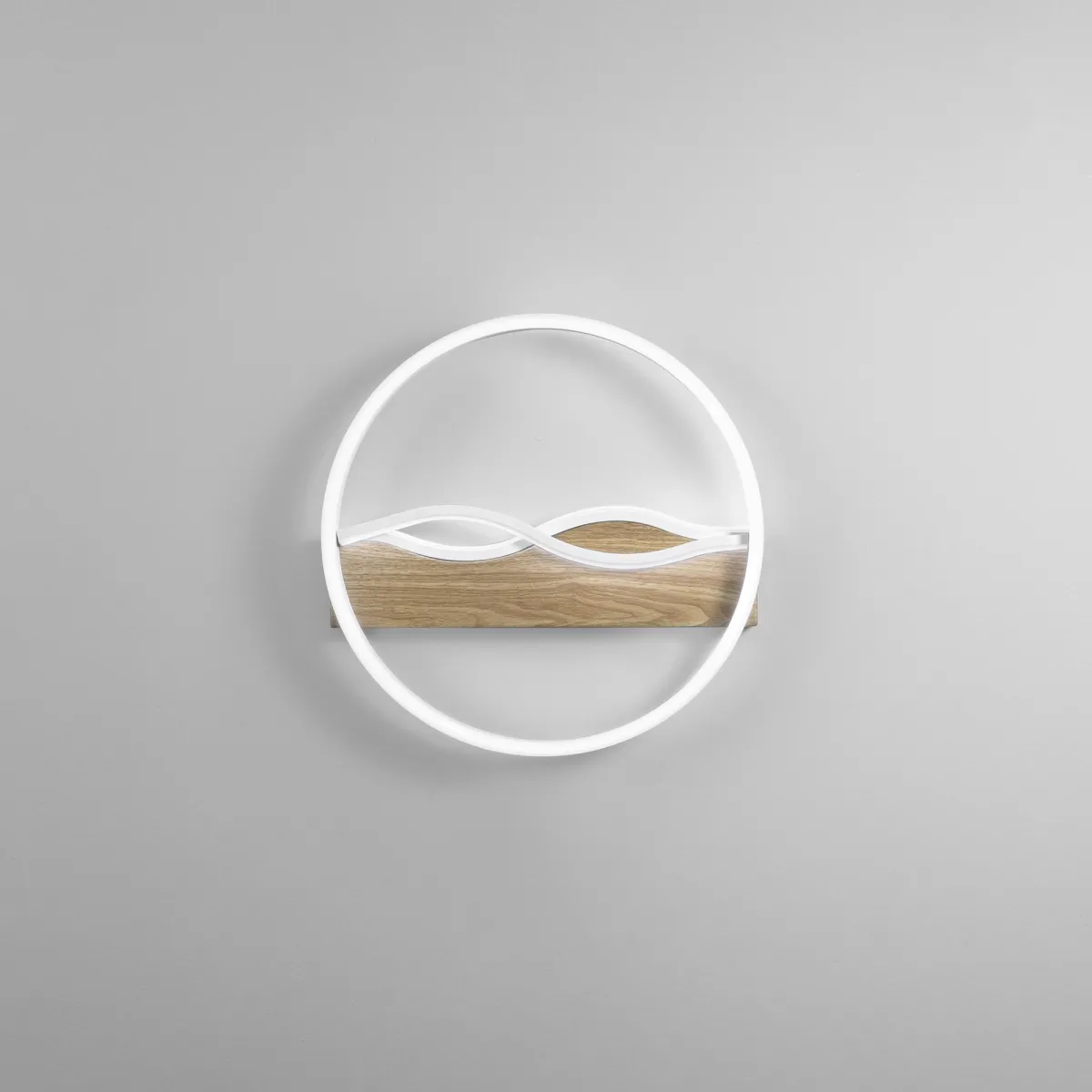 Runde LED-Deckenleuchte im Hawaii-Stil, Weiß/Holz, 36 W,...