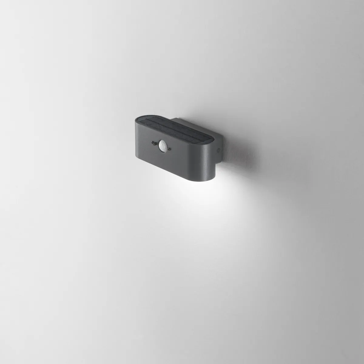 APPLIQUE LED ALBERT ANTRACITE 2,5W 300LM 4000K CON PANNELLO SOLARE E SENSORE IP54 18,1X9,1X6,6CM