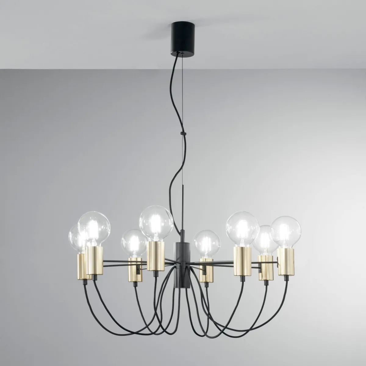 SOSPENSIONE AXON NERA/ORO 8XE27 66X7,5X143CM