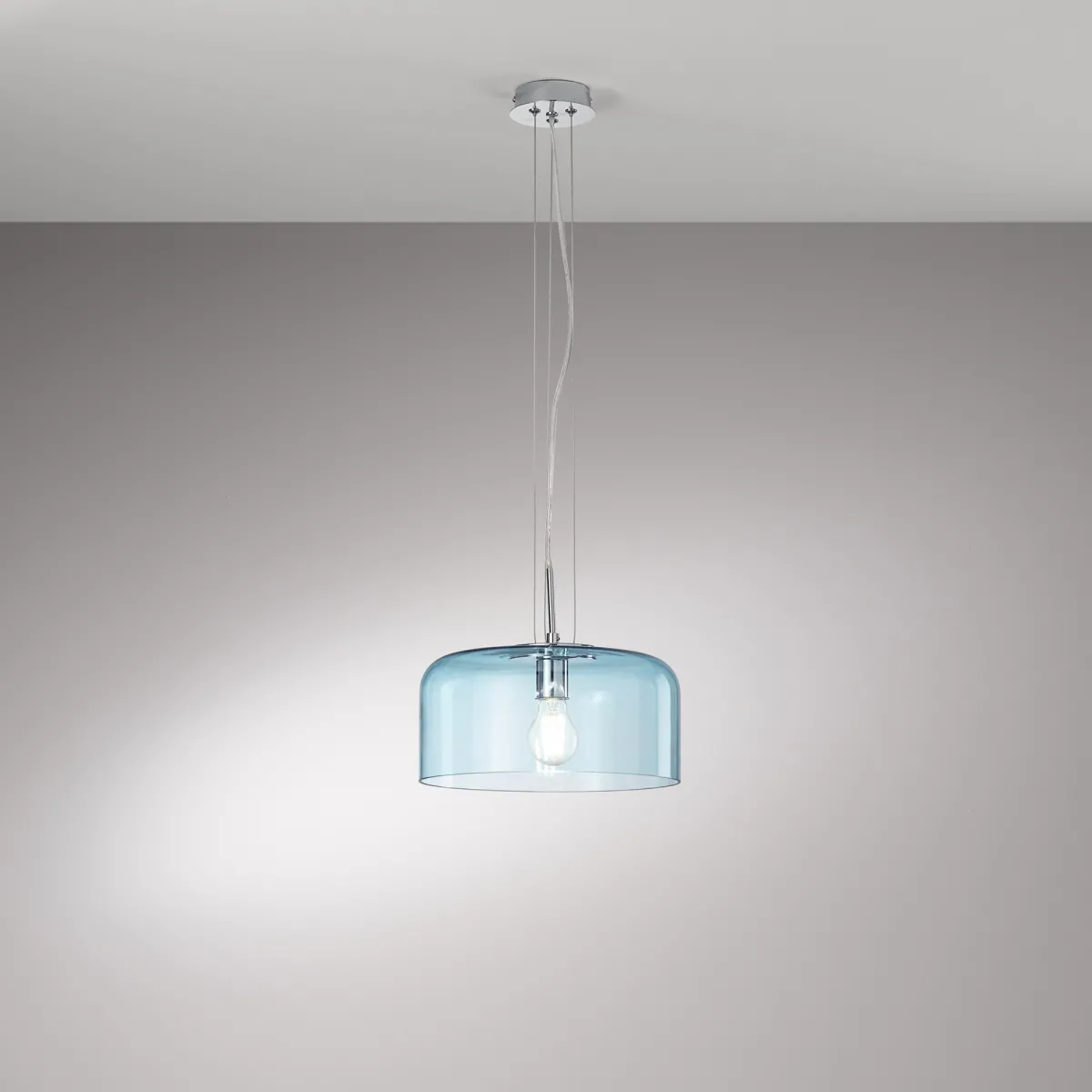 SUSPENSION GIBUS TURCHESE 1XE27 30X30X150CM