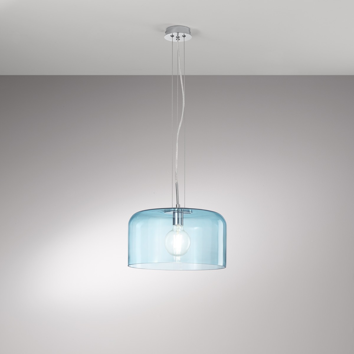 SUSPENSION GIBUS TURCHESE 1XE27 35X35X150CM
