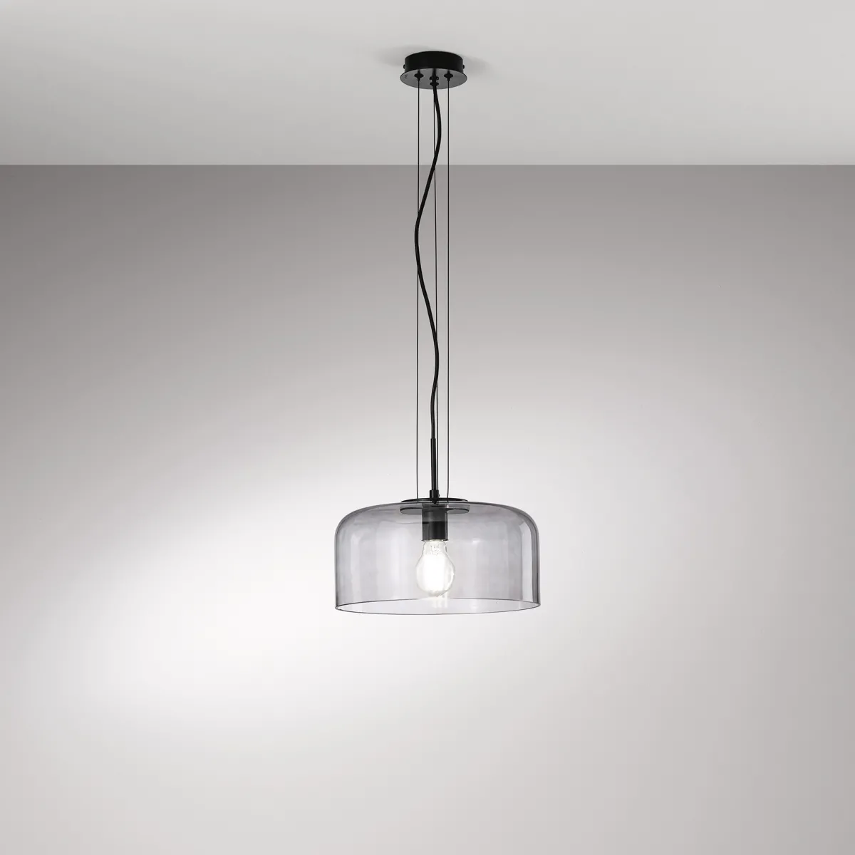 SUSPENSION GIBUS SMOKE 1XE27 30X30X150CM