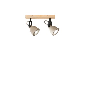 Applique murale moderne 2XGU10 grise et bois | Mondialshop