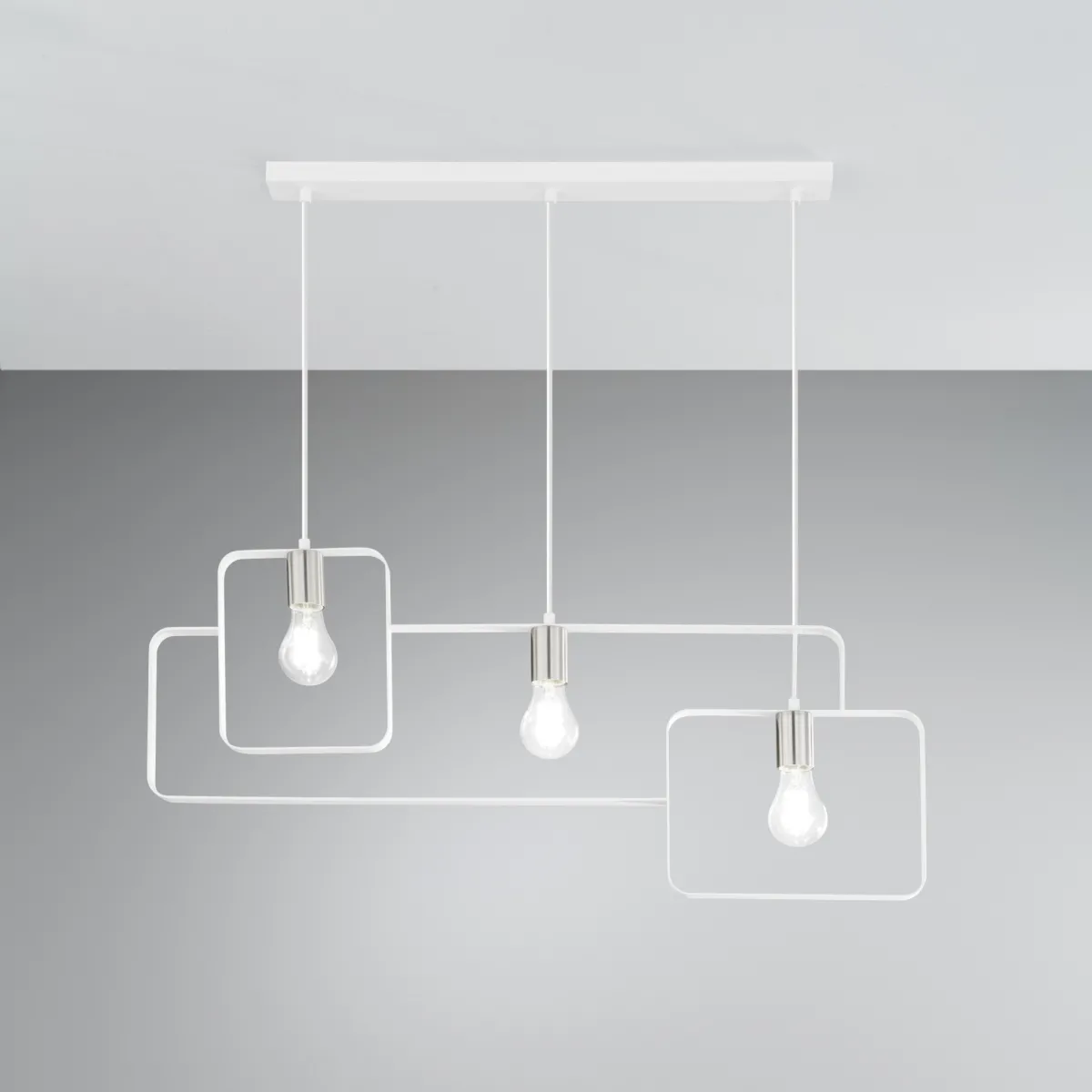 SOSPENSIONE SMITH BIANCA/NICKEL 3XE27 88,5X150CM