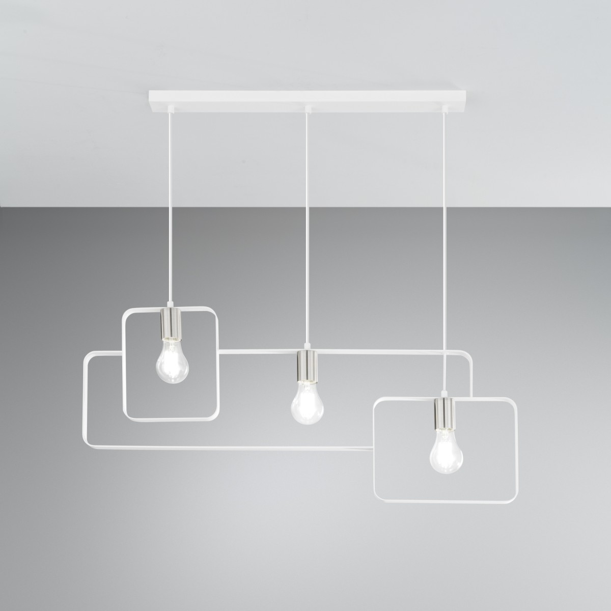 SUSPENSION SMITH BLANC/NICKEL 3XE27 88,5X150CM