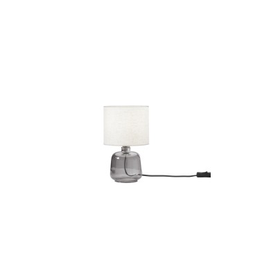 Lampe en verre gris émeraude avec abat-jour en tissu 1 x E14, structure Ø 15 x 25 cm, abat-jour Ø 15 x 16 cm