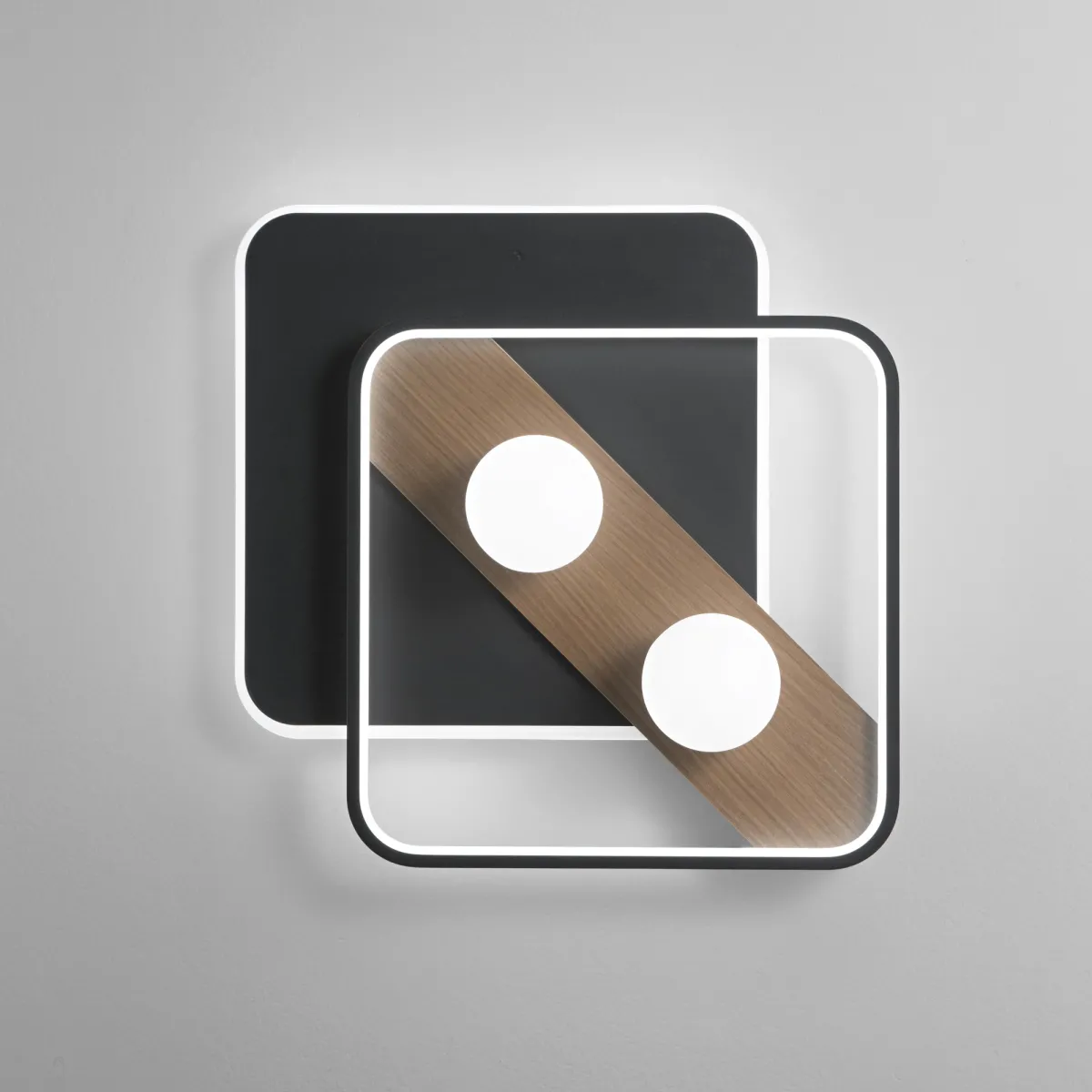 PLAFONIERA LED CRICKET NERA/LEGNO 40W 4540LM CCT 50X40X8CM