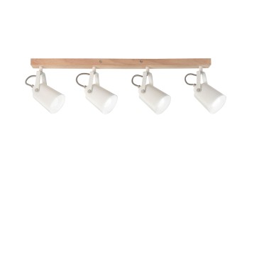 Applique Moderna 4XE14 Bianca ed Effetto Legno | Mondialshop