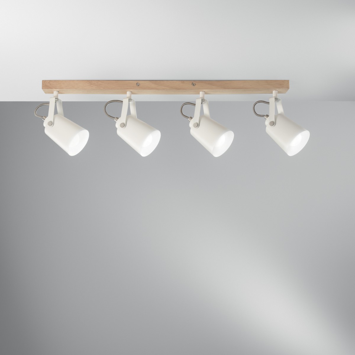 Applique murale moderne 4 x E14 blanche et effet bois |...
