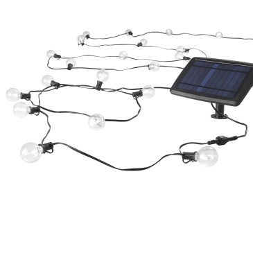 Guirlande lumineuse électrique noire pour pique-nique avec panneau solaire 25 ampoules E12 0,3 W 3000 K IP44 762 cm