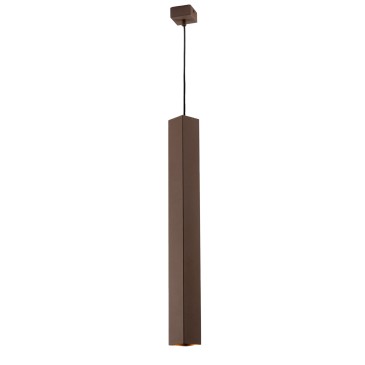 SOSPENSIONE FLUKE QUADRATA CORTEN 1XGU10 6X6X60CM