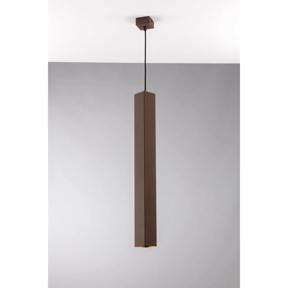 SOSPENSIONE FLUKE QUADRATA CORTEN 1XGU10 6X6X60CM