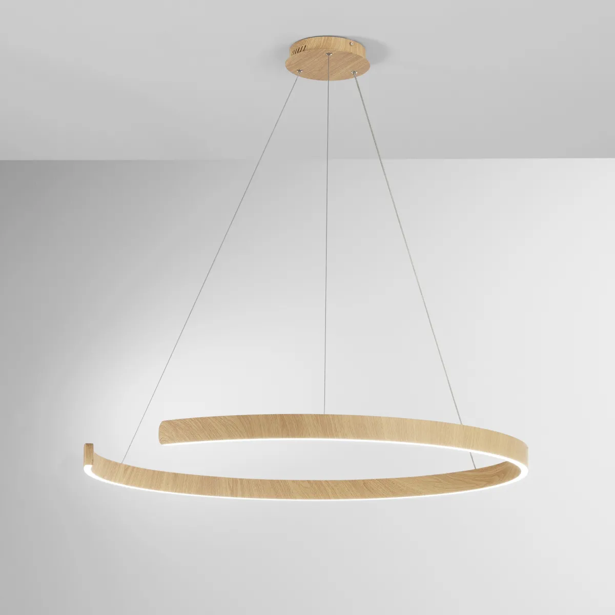 SOSPENSIONE LED NAVEL LEGNO 50W 6600LM CCT 100X100X150CM