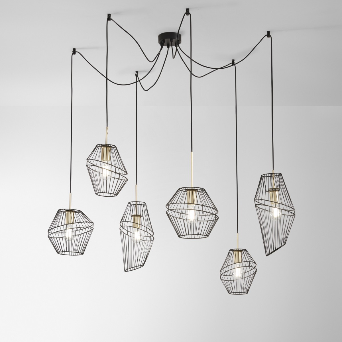 Suspension KIKO noir/or 6XE27 65X250CM