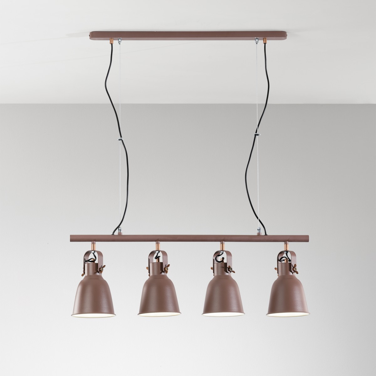Suspension Legend Corten/cuivre 4XE27 85,5 x 15,5 x 179 cm