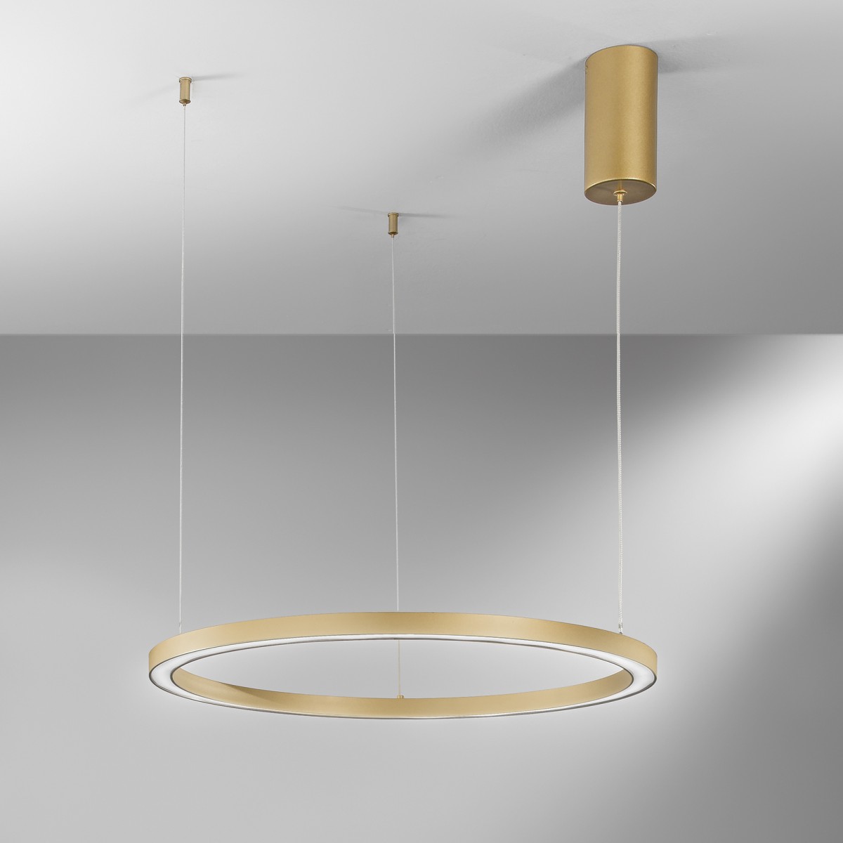 Suspension LED dorée à anneaux 30W 4500LM CCT 60X60X150CM