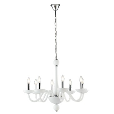 ALFIERE KRONLEUCHTER WEISS/CHROM 8XE14 74X178CM