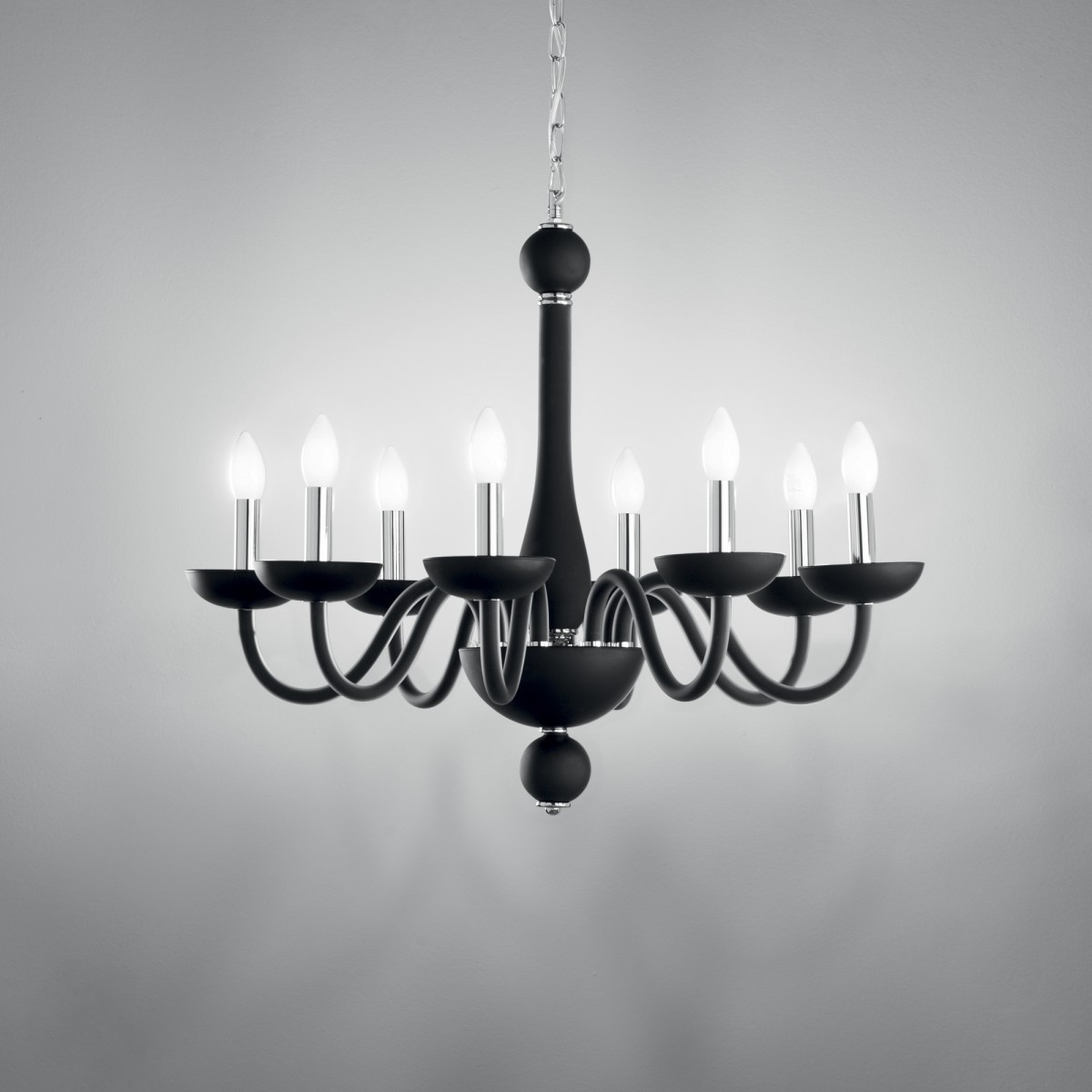 Lustre Alfiere noir/chrome 8XE14 74x178cm