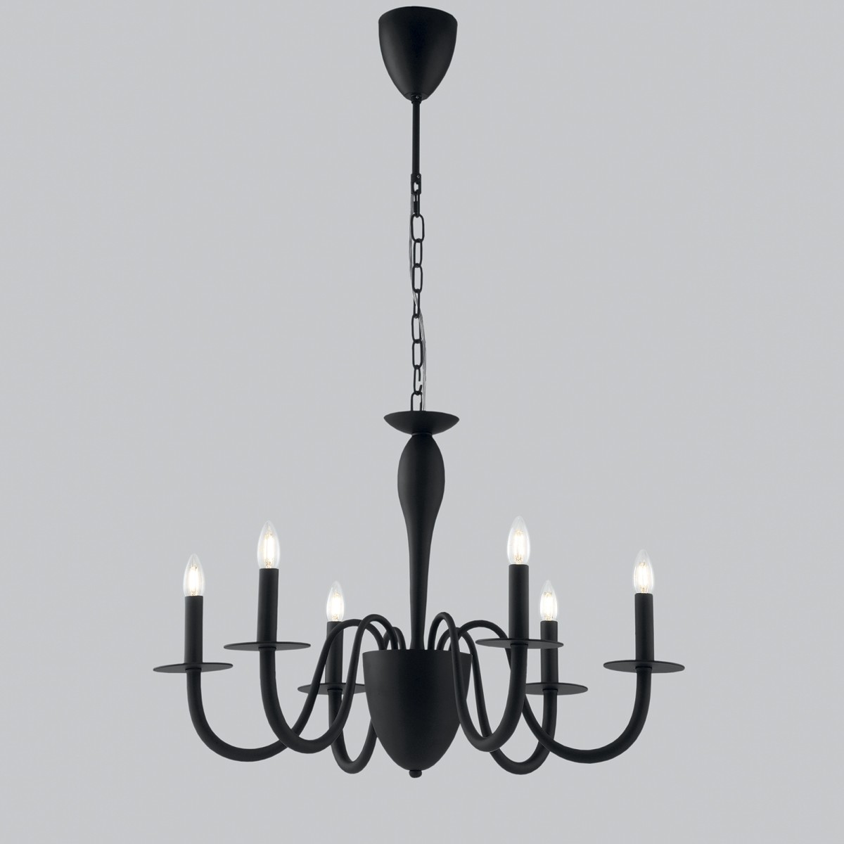 LAMPADARIO ARMSTRONG NERO 6XE14 78X150CM