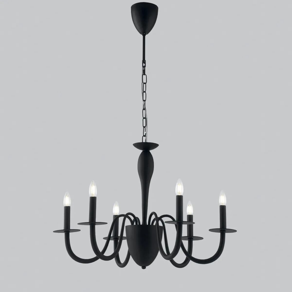 Lustre Armstrong noir 6XE14 78X150CM
