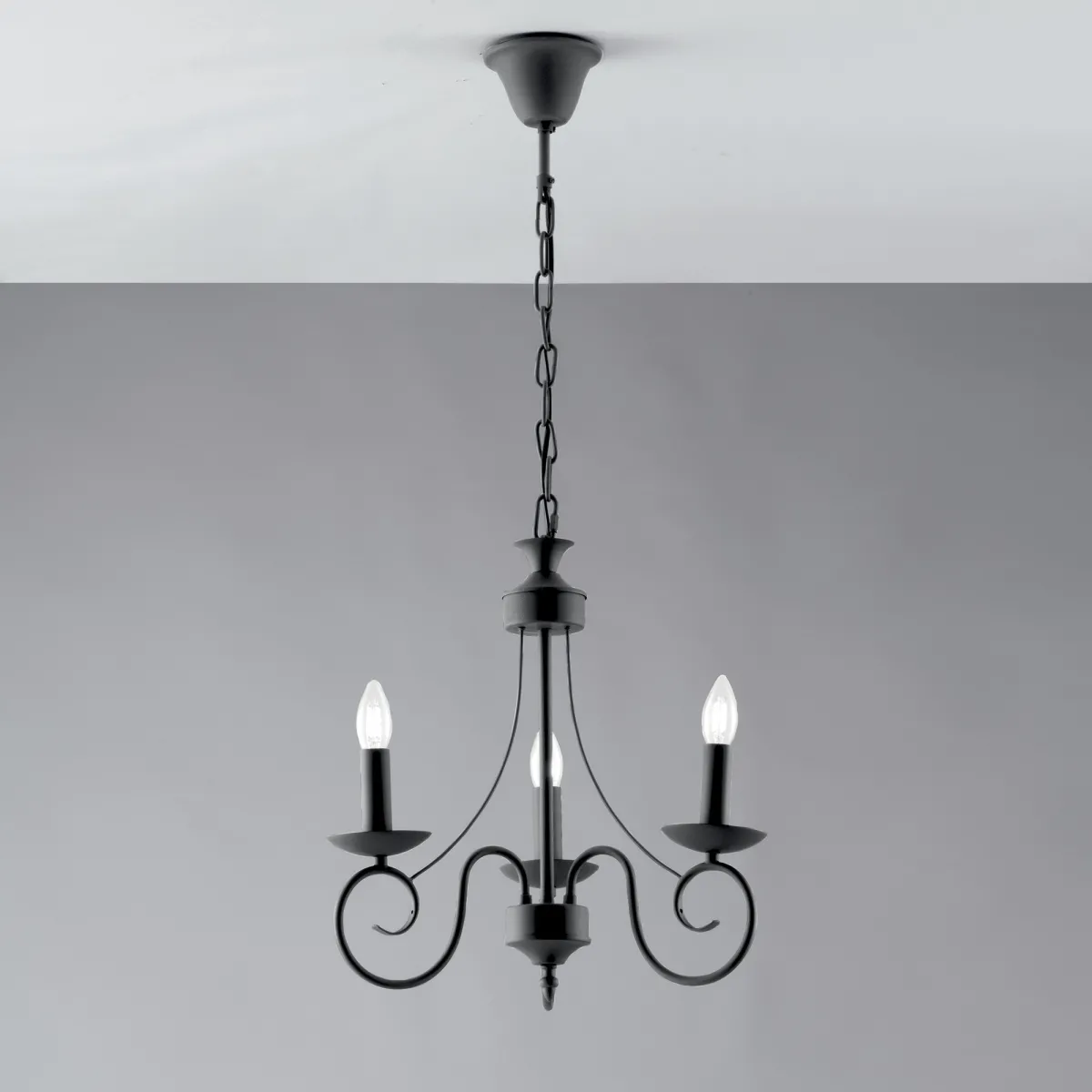 LAMPADARIO BEATRICE ANTRACITE 3XE14 37X120CM