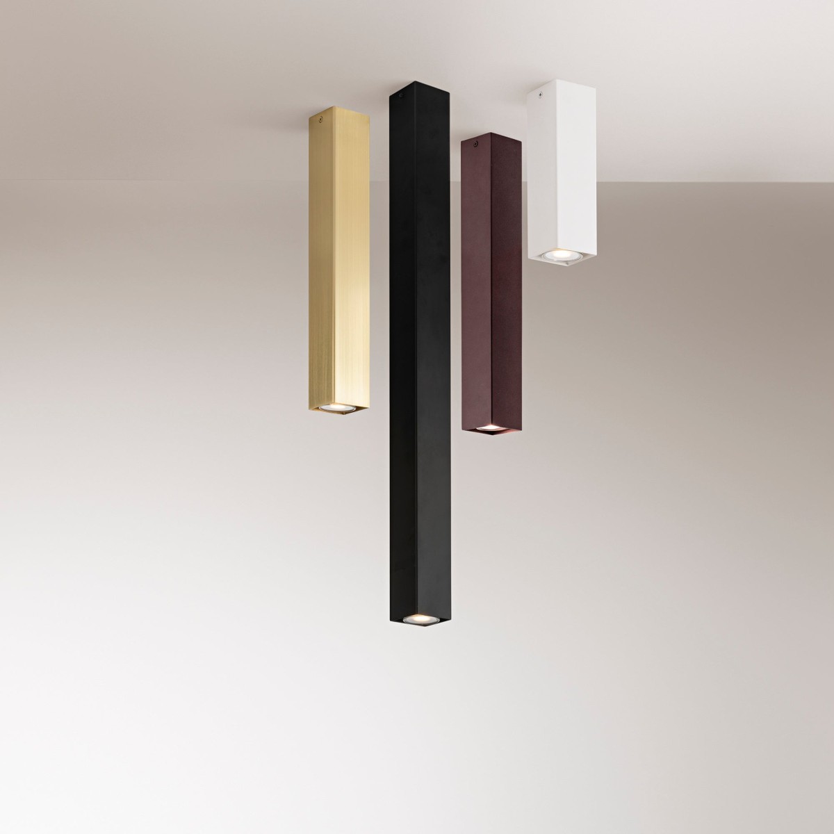 PLAFONIERA FLUKE QUADRATA CORTEN 1XGU10 6X6X75CM