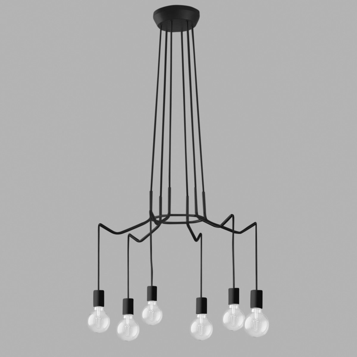 HABITAT SUSPENSION NOIRE 6XE27 66X120CM